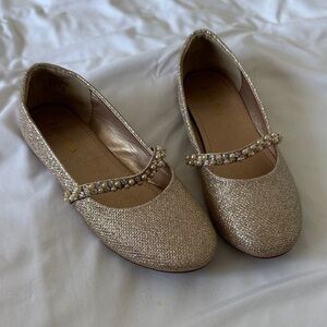 Dream Pairs Gold Flats with Pearl Accents
